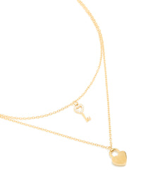 Waterproof Gold Plated Stainless Steel Key & Heeart Lock Layered Necklace - link has visual effect only