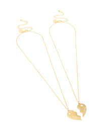 Waterproof Gold Plated Stainless Steel BFF Heart Necklaces 2-Pack - link has visual effect only