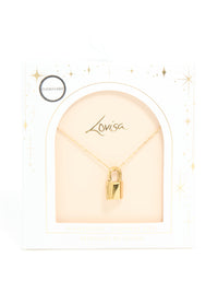 Waterproof Gold Plated Stainless Steel Lock Pendant Necklace - link has visual effect only