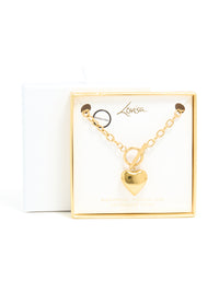 Waterproof Gold Plated Stainless Steel Chunky Heart T&O Necklace - link has visual effect only