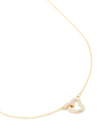 Waterproof Gold Plated Stainless Steel Cubic Zirconia Hollow Heart Necklace - link has visual effect only