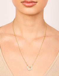 Waterproof Gold Plated Stainless Steel Cubic Zirconia Hollow Heart Necklace - link has visual effect only