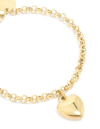 Waterproof Gold Plated Stainless Steel Chunky Heart Bracelet - link has visual effect only