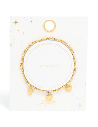 Waterproof Gold Plated Stainless Steel Triple Heart Stretch Bracelet - link has visual effect only