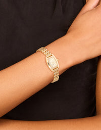 Gold Mini Rectangular Watch - link has visual effect only