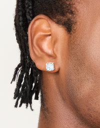 Mens Waterproof Stainless Steel Large Round Cubic Zirconia Stud Earrings - link has visual effect only