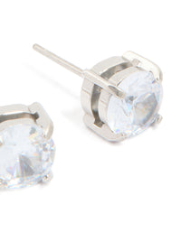 Mens Waterproof Stainless Steel Large Round Cubic Zirconia Stud Earrings - link has visual effect only