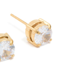 Mens Waterproof Gold Plated Stainless Steel Small Round Cubic Zirconia Stud Earrings - link has visual effect only