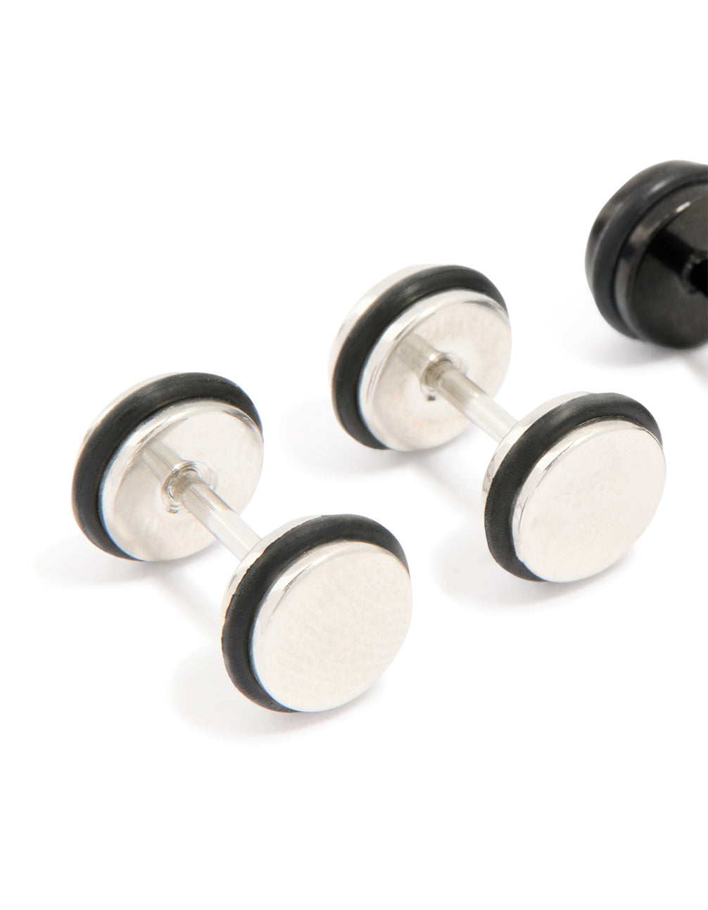 Mens Waterproof Stainless Steel Black Coated Metal Mixed Flat Back Studs 2-Pack