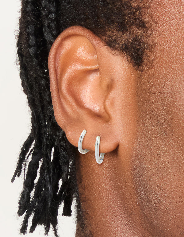 Mens Waterproof Stainless Steel Mixed Size Huggie Earrings 2 Pack