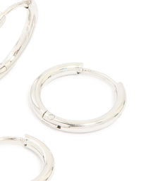 Mens Waterproof Stainless Steel Mixed Size Huggie Earrings 2 Pack - link has visual effect only