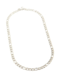 Mens Waterproof Stainless Steel Figaro Chain Necklace - link has visual effect only