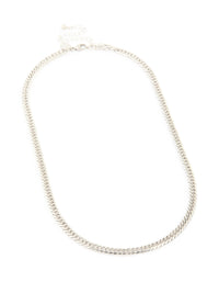 Mens Waterproof Stainless Steel Smooth Cuban Link Necklace - link has visual effect only