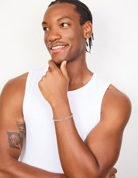 Mens Waterproof Stainless Steel Box Link Chain Bracelet - link has visual effect only