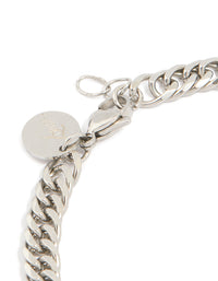 Mens Waterproof Stainless Steel Smooth Cuban Link Bracelet - link has visual effect only