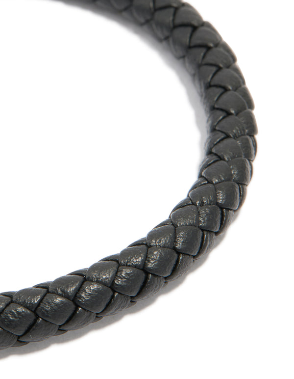 Mens Waterproof Stainless Steel Single Braided Cord Bracelet
