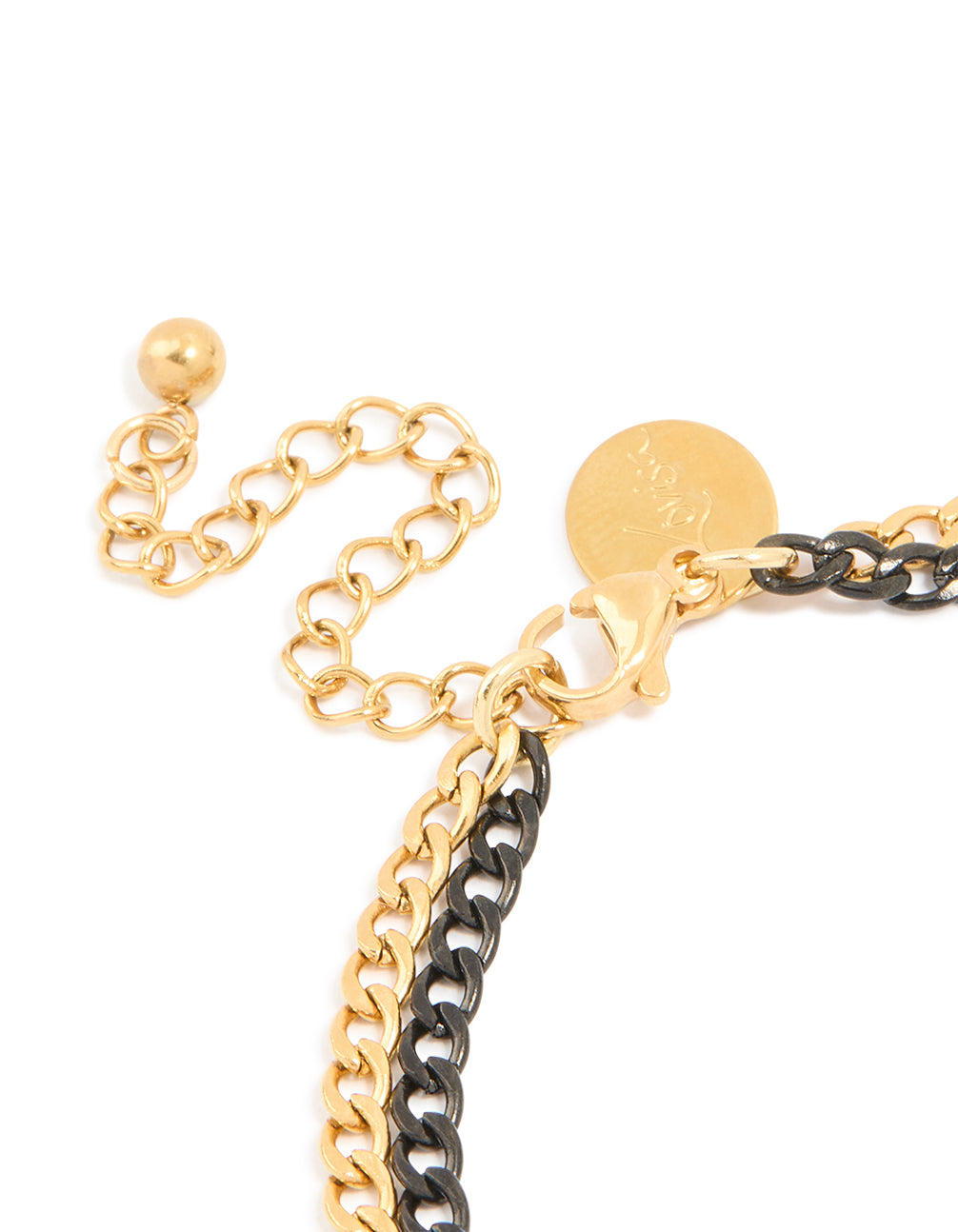 Mens Waterproof Gold Plated Stainless Steel & Black Coated Metal Double Chain Bracelet