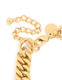 Mens Waterproof Gold Plated Stainless Steel Large Miami Cuban Link Bracelet - link has visual effect only