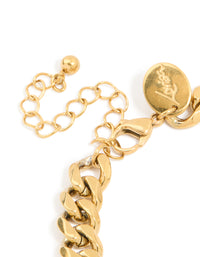 Mens Waterproof Gold Plated Stainless Steel Small Miami Cuban Link Bracelet - link has visual effect only