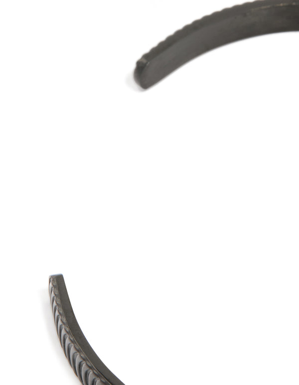 Mens Waterproof Black Stainless Steel Detailed Wrist Cuff