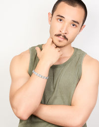 Mens Waterproof Stainless Steel Stretch Link Chain Bracelet - link has visual effect only