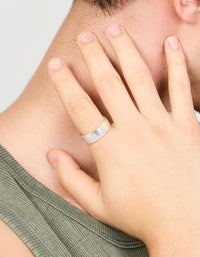 Mens Waterproof Stainless Steel Brushed Wide Band Ring - link has visual effect only