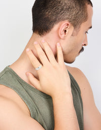 Mens Waterproof Stainless Steel Brushed Wide Band Ring - link has visual effect only