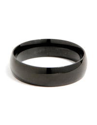 Mens Waterproof Black Coated Stainless Steel Smooth Band Ring - link has visual effect only