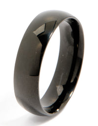 Mens Waterproof Black Coated Stainless Steel Smooth Band Ring - link has visual effect only