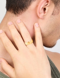 Mens Waterproof Gold Plated Stainless Steel Band Ring - link has visual effect only