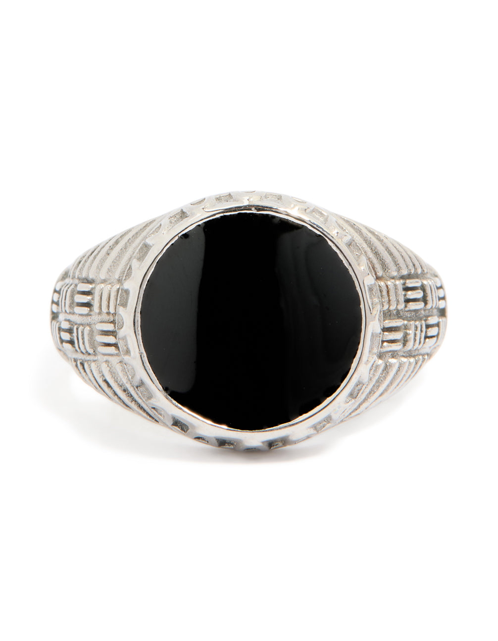 Mens Waterproof Stainless Steel Black Enamel Signet Ring