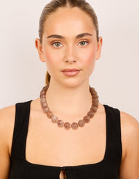 Brown Acrylic Beaded Necklace - link has visual effect only