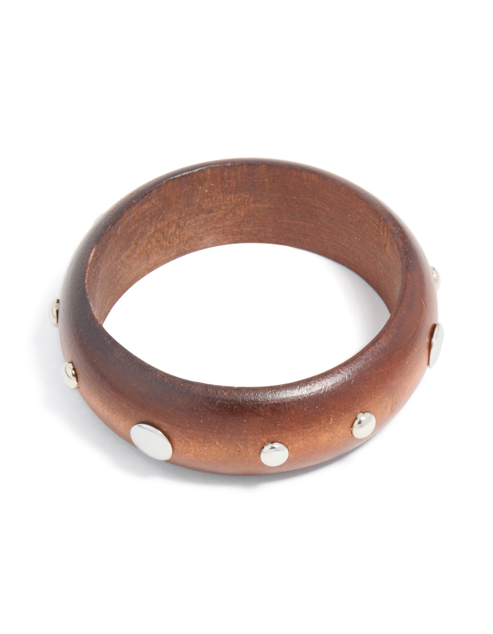 Silver Studded Wood Bangle