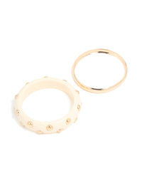 Gold Acrylic Stud & Plain Bangles 2-Pack - link has visual effect only
