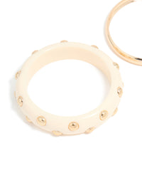 Gold Acrylic Stud & Plain Bangles 2-Pack - link has visual effect only