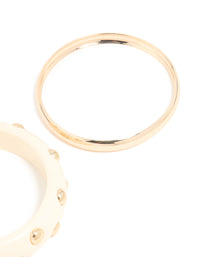 Gold Acrylic Stud & Plain Bangles 2-Pack - link has visual effect only