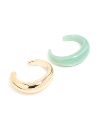 Gold & Green Acrylic Wrist Cuffs 2-Pack - link has visual effect only