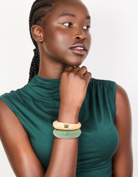 Gold & Green Acrylic Wrist Cuffs 2-Pack - link has visual effect only