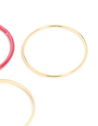 Gold Smooth & Red Acrylic Bangles 3-Pack - link has visual effect only