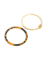 Black Brown Acrylic & Gold Smooth Bangles 2-Pack - link has visual effect only