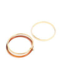 Gold Smooth & Layered Brown Acrylic Bangle Pack - link has visual effect only