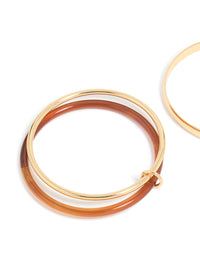 Gold Smooth & Layered Brown Acrylic Bangle Pack - link has visual effect only