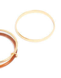 Gold Smooth & Layered Brown Acrylic Bangle Pack - link has visual effect only