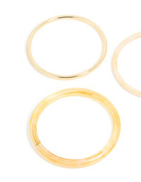 Gold Neutral & Yellow Acrylic Thin Bangles 3-Pack - link has visual effect only