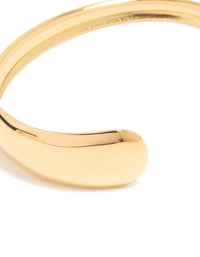 Waterproof Gold Plated Stainless Steel Asymmetrical Wrist Cuff - link has visual effect only