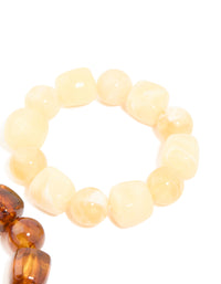 Brown & White Acrylic Beaded Stretch Bracelets 2-Pack - link has visual effect only