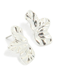 Silver Mini Flower Fan Stud Earrings - link has visual effect only