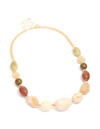 Gold Neutral Chunky Beaded Necklace - link has visual effect only