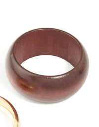 Gold & Brown Wood Chunky Bangles 2-Pack - link has visual effect only
