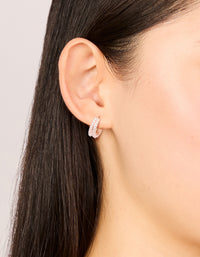 Rose Gold Plated Cubic Zirconia Split Huggie Earrings - link has visual effect only